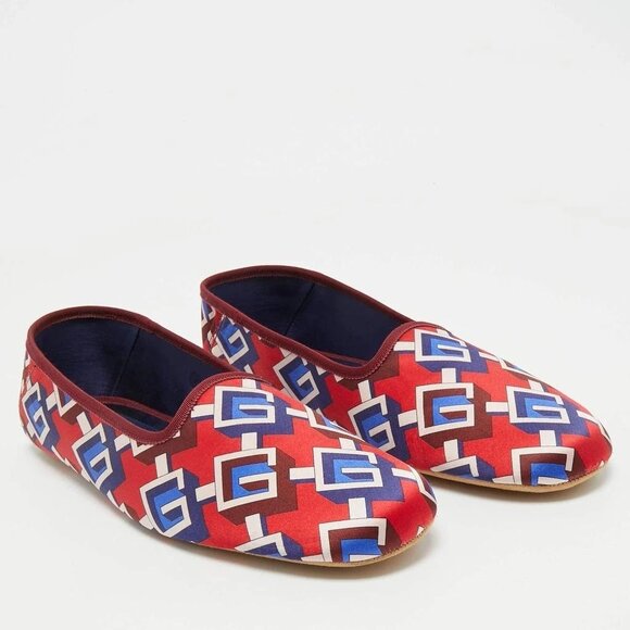 Mens Gucci Red Satin Voyage Geometric G Slippers Sz: UK 11 / EU 45 / US 11.5 NIB main image 6